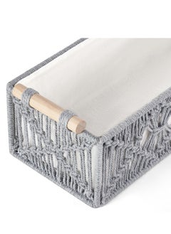 TRASSLE Macrame Storage Baskets Boho Decor Box Handmade Woven Decorative Countertop Toilet Tank Shelf Cabinet Organizer for Bedroom Livingroom Home, 2 pack (White)  - Image 4