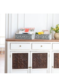 TRASSLE Macrame Storage Baskets Boho Decor Box Handmade Woven Decorative Countertop Toilet Tank Shelf Cabinet Organizer for Bedroom Livingroom Home, 2 pack (White)  - Image 5