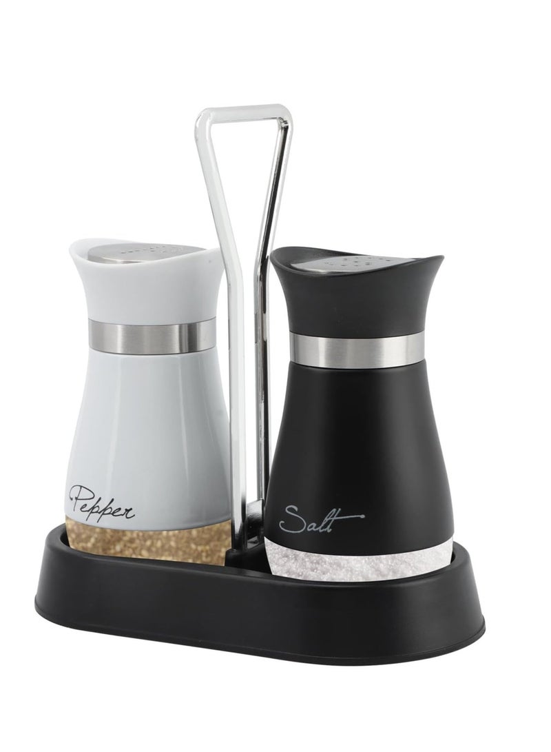 Sylqvxh Salt and Pepper Shakers Set with Holder, 4 oz Bottom Salt Shaker with Stainless Steel Lid, Refillable Pepper Shaker Seasoning Cans for Kitchen Cooking Home BBQ Rv Camp(SIZE:4 oz) - Image 1