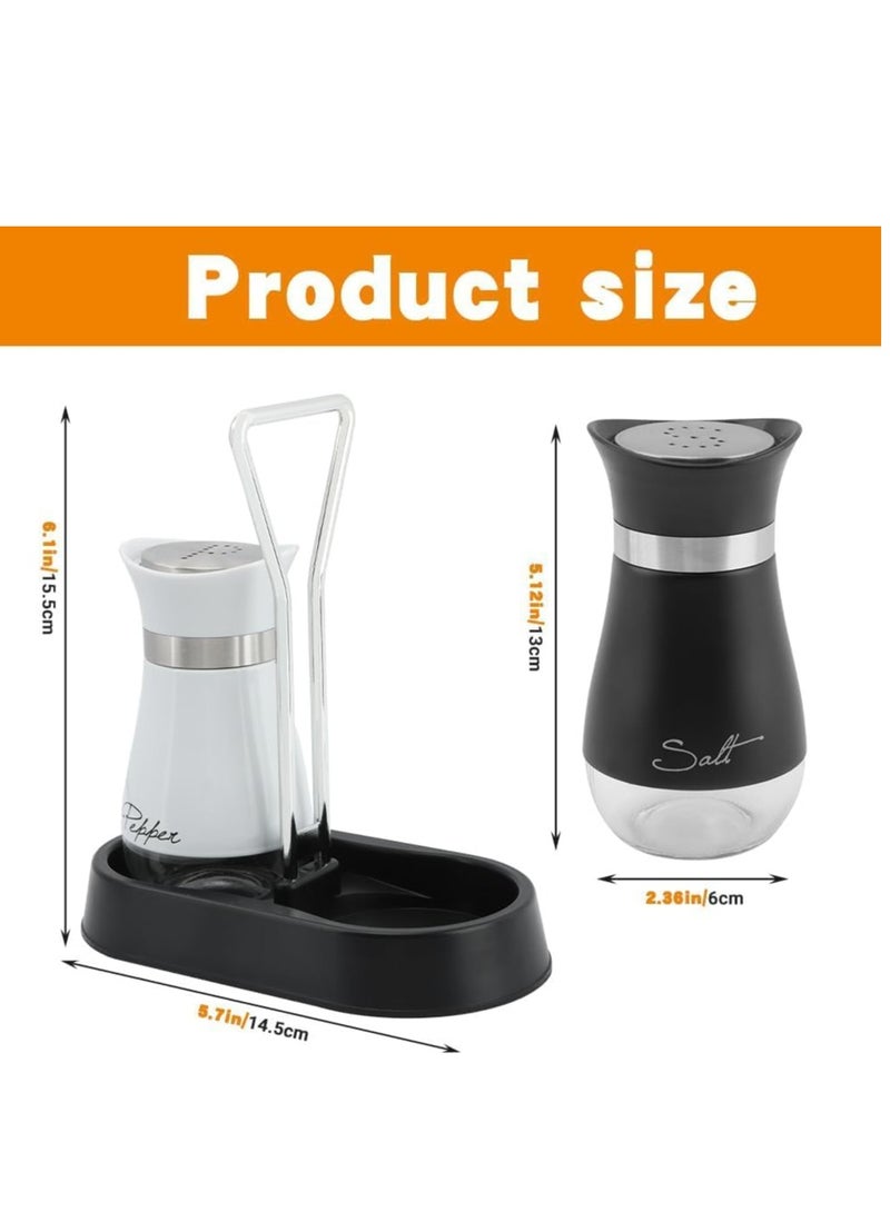 Sylqvxh Salt and Pepper Shakers Set with Holder, 4 oz Bottom Salt Shaker with Stainless Steel Lid, Refillable Pepper Shaker Seasoning Cans for Kitchen Cooking Home BBQ Rv Camp(SIZE:4 oz) - Image 2