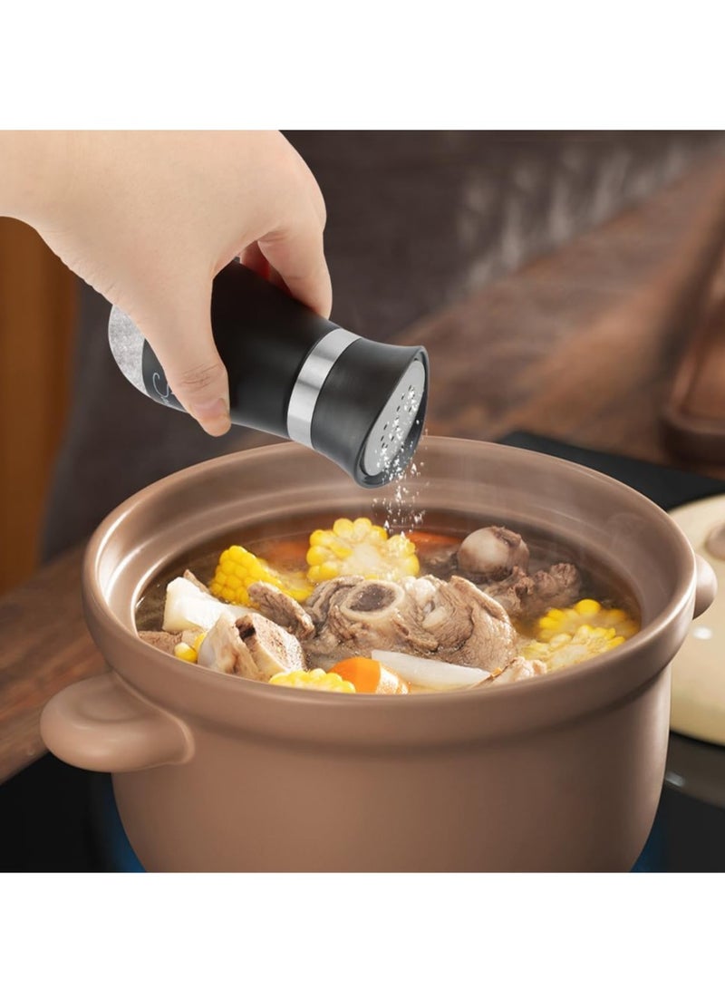 Sylqvxh Salt and Pepper Shakers Set with Holder, 4 oz Bottom Salt Shaker with Stainless Steel Lid, Refillable Pepper Shaker Seasoning Cans for Kitchen Cooking Home BBQ Rv Camp(SIZE:4 oz) - Image 3