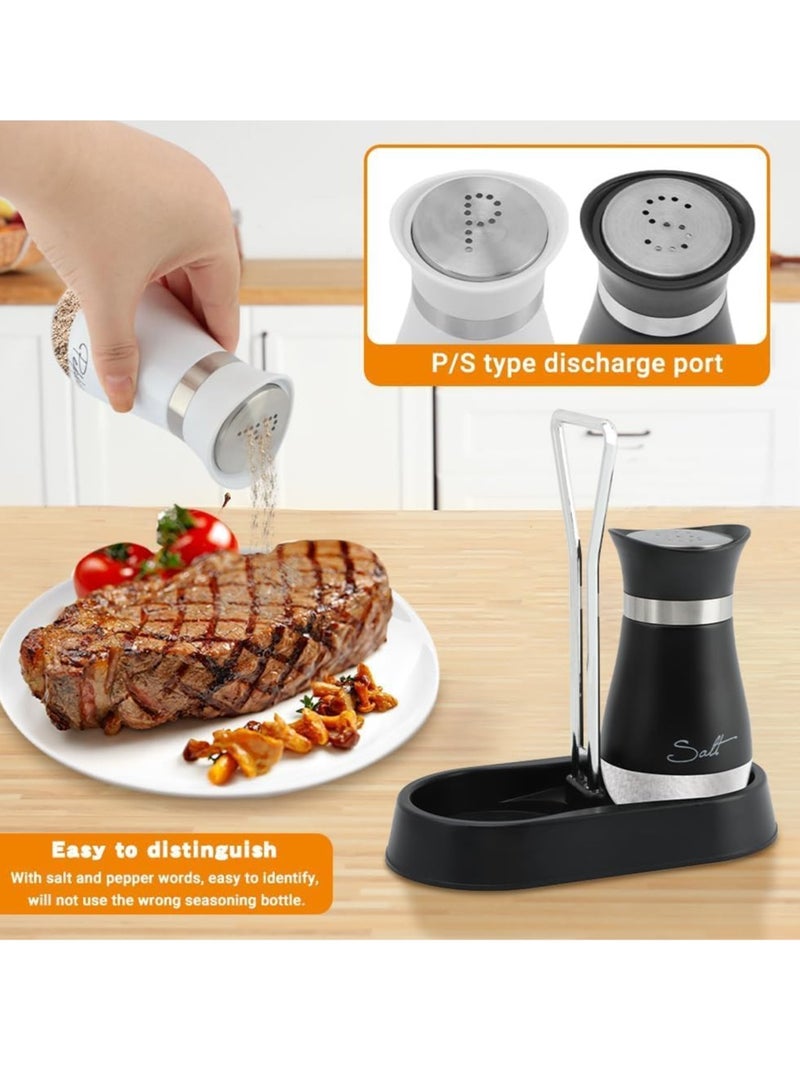 Sylqvxh Salt and Pepper Shakers Set with Holder, 4 oz Bottom Salt Shaker with Stainless Steel Lid, Refillable Pepper Shaker Seasoning Cans for Kitchen Cooking Home BBQ Rv Camp(SIZE:4 oz) - Image 4