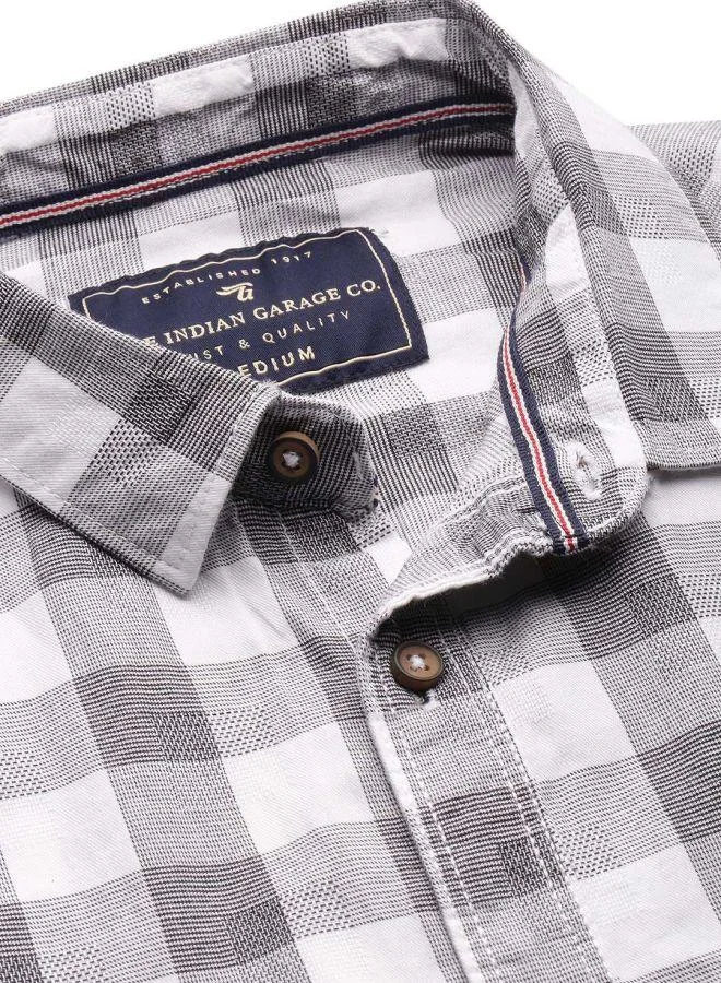 شركة المرآب الهندية Men Slim Fit Checkered Full Sleeves Spread Collar Casual Shirt