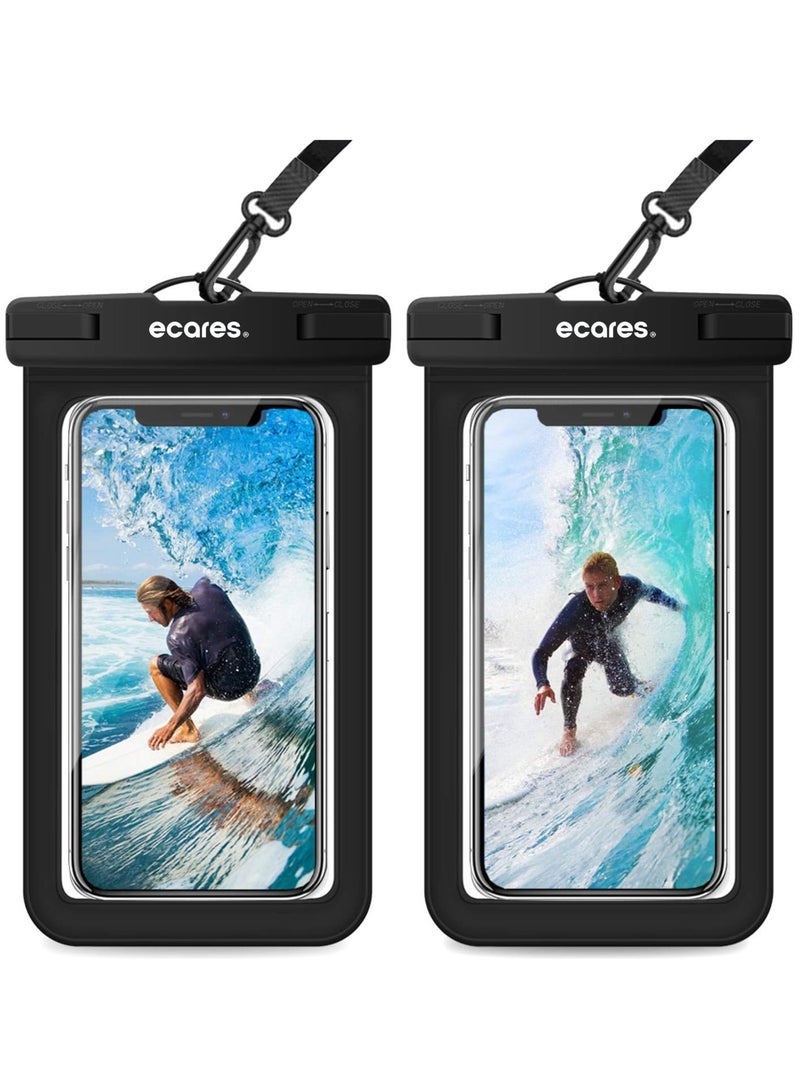 ECARES® Mobile Waterproof Pouch, Touchscreen Functionality, Waterproof Case, Cellphone Dry Bag, Waterproof Cell Phone Case, Drift Diving Smart Cellphones up to 7” (Pack of 2) - Image 1