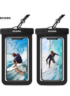 ECARES ECARES® Mobile Waterproof Pouch, Touchscreen Functionality, Waterproof Case, Cellphone Dry Bag, Waterproof Cell Phone Case, Drift Diving Smart Cellphones up to 7” (Pack of 2)  - Image 1
