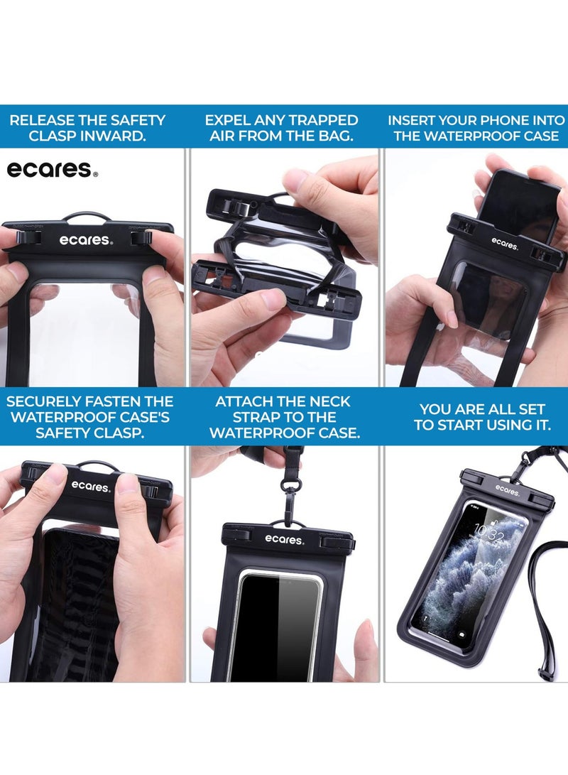 ECARES® Mobile Waterproof Pouch, Touchscreen Functionality, Waterproof Case, Cellphone Dry Bag, Waterproof Cell Phone Case, Drift Diving Smart Cellphones up to 7” (Pack of 2) - Image 3