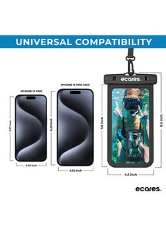 ECARES ECARES® Mobile Waterproof Pouch, Touchscreen Functionality, Waterproof Case, Cellphone Dry Bag, Waterproof Cell Phone Case, Drift Diving Smart Cellphones up to 7” (Pack of 2)  - Image 2