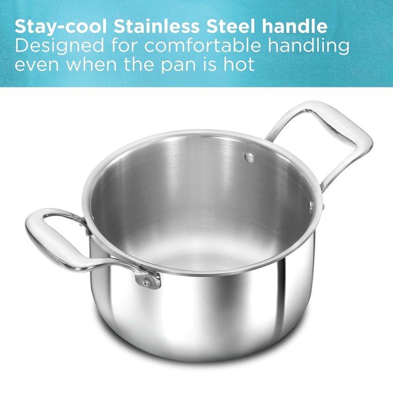 Hawkins Hawkins 3 Litre Pro TriPly Stainless Steel Milk Pan with Stainless Steel Lid Milk Pot Sauce Pan Silver PSMP30S  - Image 4
