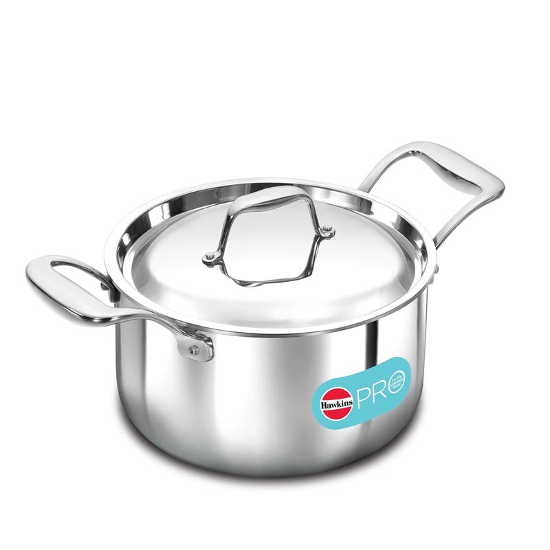 Hawkins Hawkins 3 Litre Pro TriPly Stainless Steel Milk Pan with Stainless Steel Lid Milk Pot Sauce Pan Silver PSMP30S  - Image 1