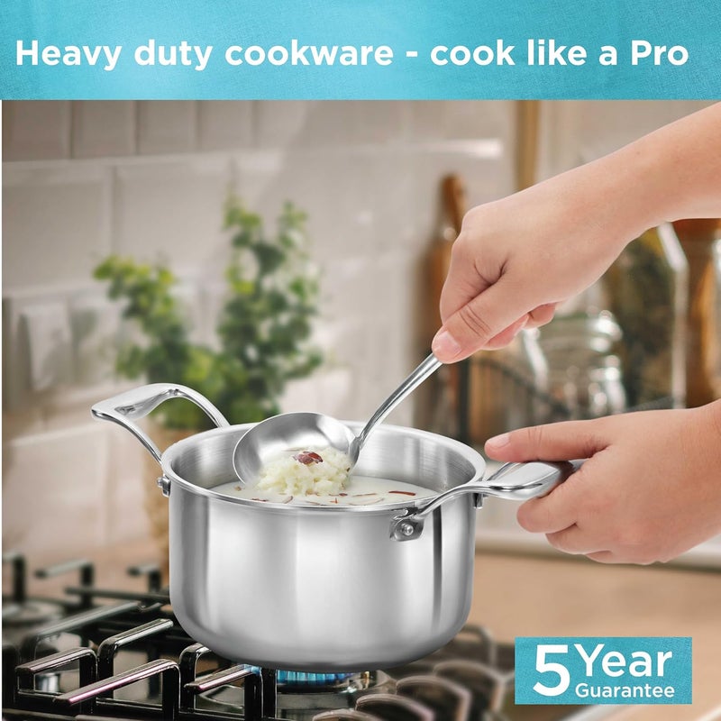 Hawkins Hawkins 3 Litre Pro TriPly Stainless Steel Milk Pan with Stainless Steel Lid Milk Pot Sauce Pan Silver PSMP30S  - Image 2
