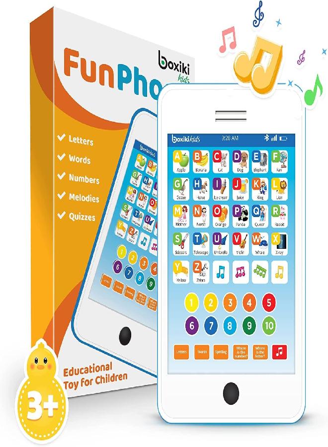 Boxiki kids Kids Phone - Touch Learning Pad with 6 Games to Learn Letters, Numbers, Music & Words, Learning Toys for 3 Year Old and Up - Image 4
