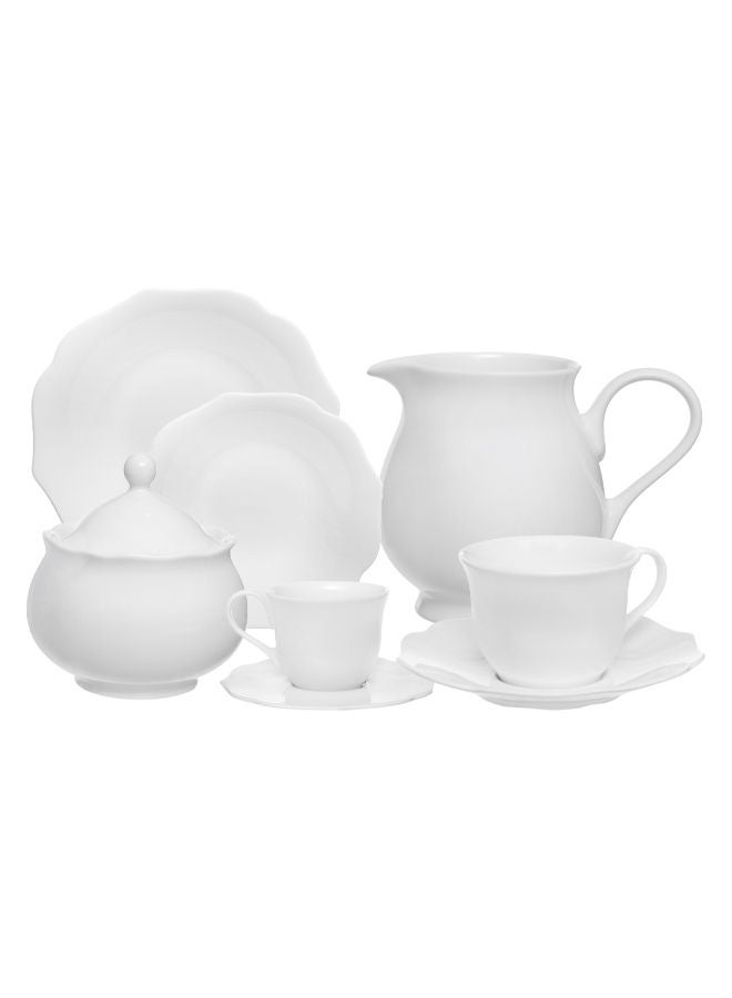 Royal Porcelain Coffee Set 21 Pieces Fine China - Baroness White