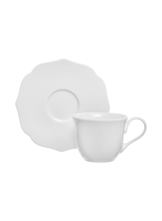 Royal Porcelain Coffee Set 21 Pieces Fine China - Baroness White