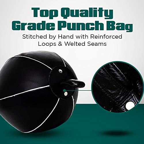 Pro Impact Genuine Leather Double End Boxing Punching Bag - Speed Striking & Dodge Training Ball - Includes Cords & Hooks for Gym Workout MMA Muay Thai (9 Inch) - Image 4