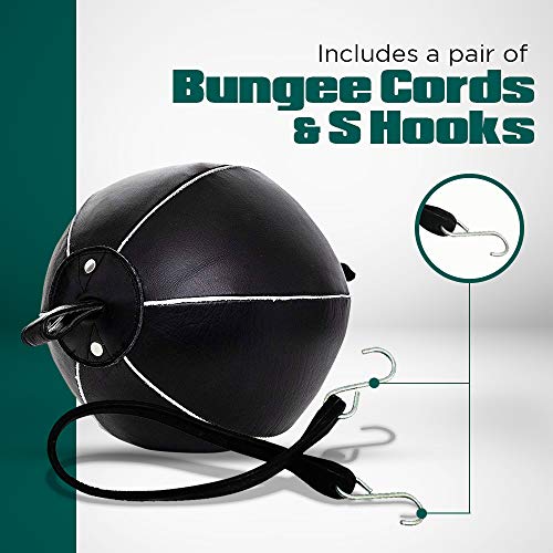 Pro Impact Genuine Leather Double End Boxing Punching Bag - Speed Striking & Dodge Training Ball - Includes Cords & Hooks for Gym Workout MMA Muay Thai (9 Inch) - Image 3