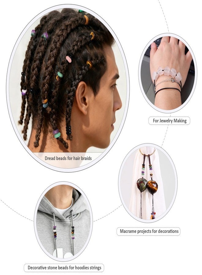 mookaitedecor 25 Pcs Green Aventurine Large Hole Beads Stone Rondelle Gemstone Loose Beads for Jewelry Making, Bracelet, Macrame Projects, DIY Crafts, 8x14 mm - Image 2