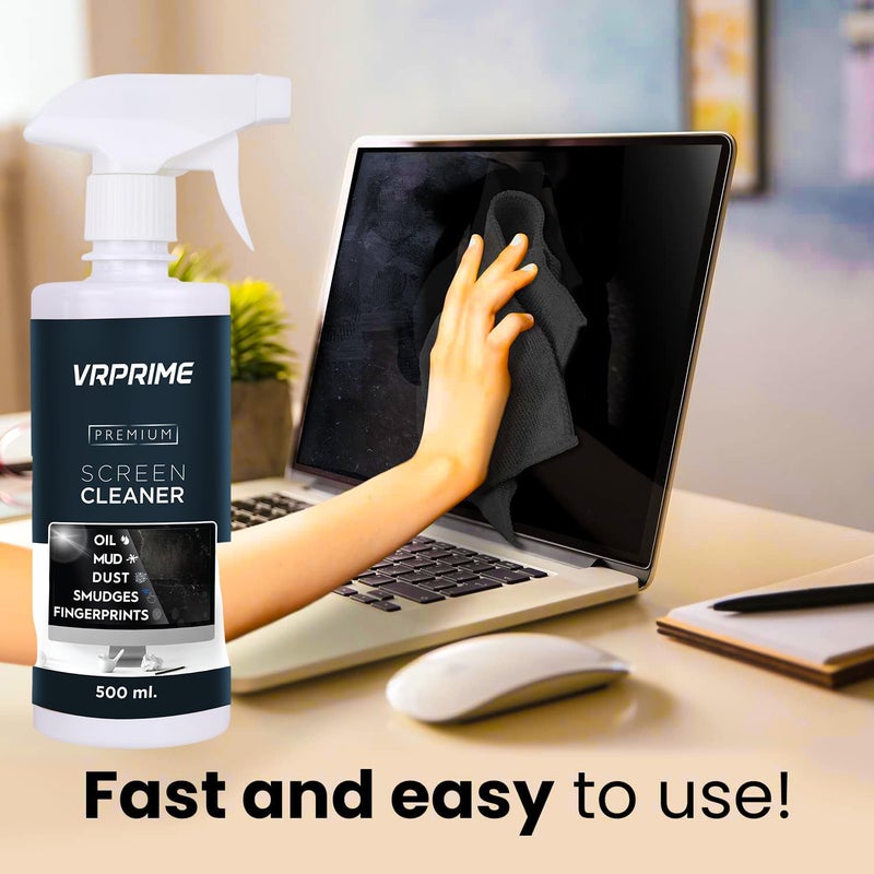 VRPRIME 500ML Laptop Cleaning Kit Screen Cleaner for Keyboard Mobile Phone, Camera Lens, Computer, Gadget, Electronic, TV | with Large Microfibre Cloth & Keyboard AirPods Cleaner Brush - Image 5