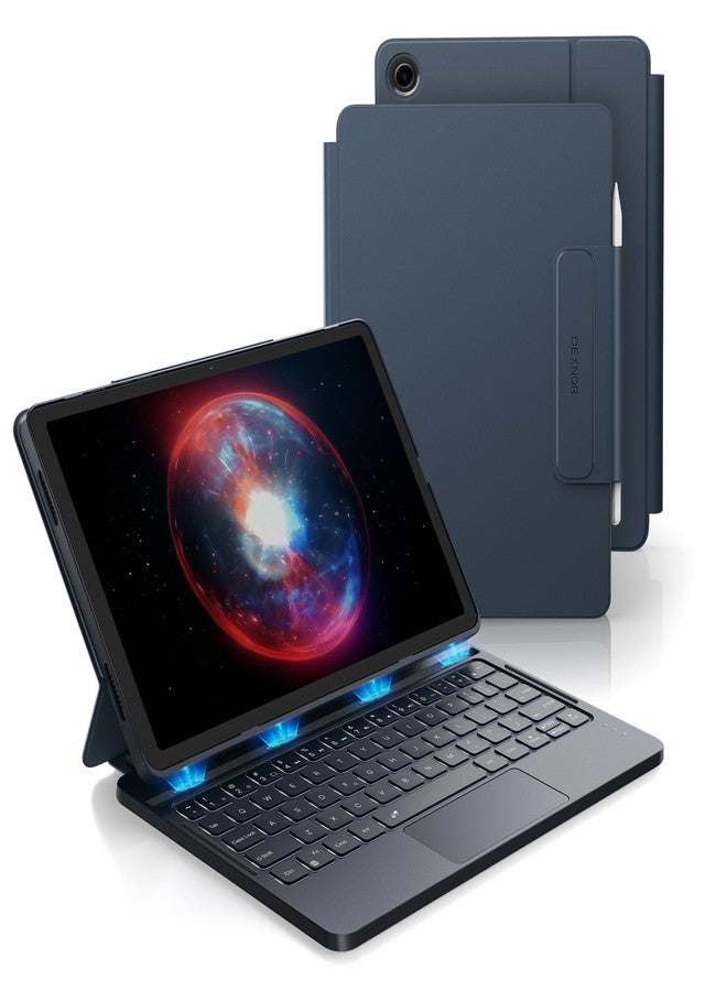 Dexnor for Samsung Galaxy Tab A9+ Plus Case with Keyboard, Ultra-light Magnetic Folio Keyboard Cover with Multi-touch Trackpad Backlit Stylus Holder for 11" Samsung Galaxy Tab A9+ Plus (2023), Blue - Image 1