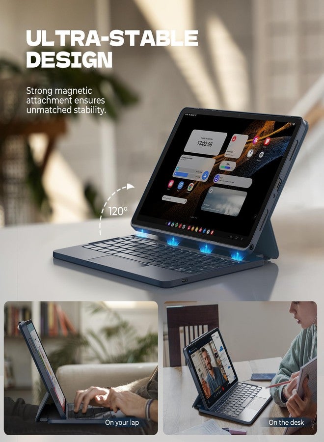 Dexnor for Samsung Galaxy Tab A9+ Plus Case with Keyboard, Ultra-light Magnetic Folio Keyboard Cover with Multi-touch Trackpad Backlit Stylus Holder for 11" Samsung Galaxy Tab A9+ Plus (2023), Blue - Image 3