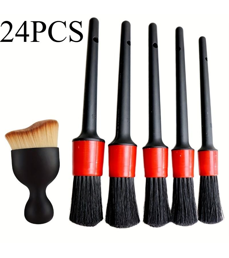 24 Pieces Car Detailing Brush Set Car Wash Kit Including Brushes For Wheels Interior Dashboard And Air Vents - Image 1