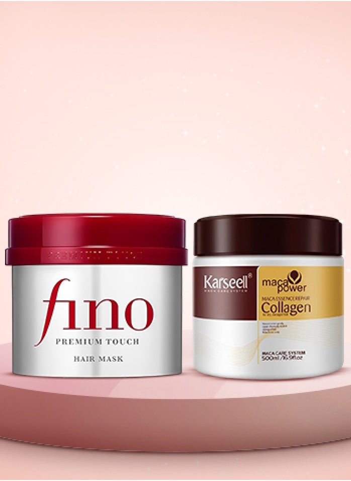 Vino Premium Touch Hair Mask 230g + Carsil Collagen, Maca & Moisturizing Hair Treatment Mask 500g