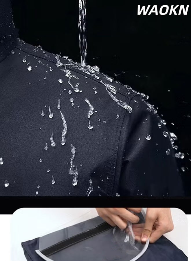 WAOKN Rain Suit Jacket & Trouser Suit Raincoat , Hooded Rain Poncho Lightweight Emergency Jacket for Men & Women , Outdoor All-Sport Waterproof Breathable Anti-storm , Reflective design, safe and sturdy , black . - Image 5