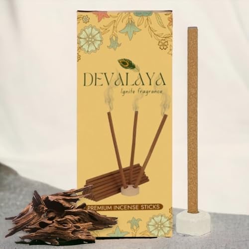 Devalaya Secret Oudh Dhoop Sticks (20 Sticks, Pack of 1), Bambooless Incense Sticks, Agarbatti for Pooja, 100% Charcoal-Free,4-inch Length, 25-Minute Burn Time with Ceramic Strand - Image 1