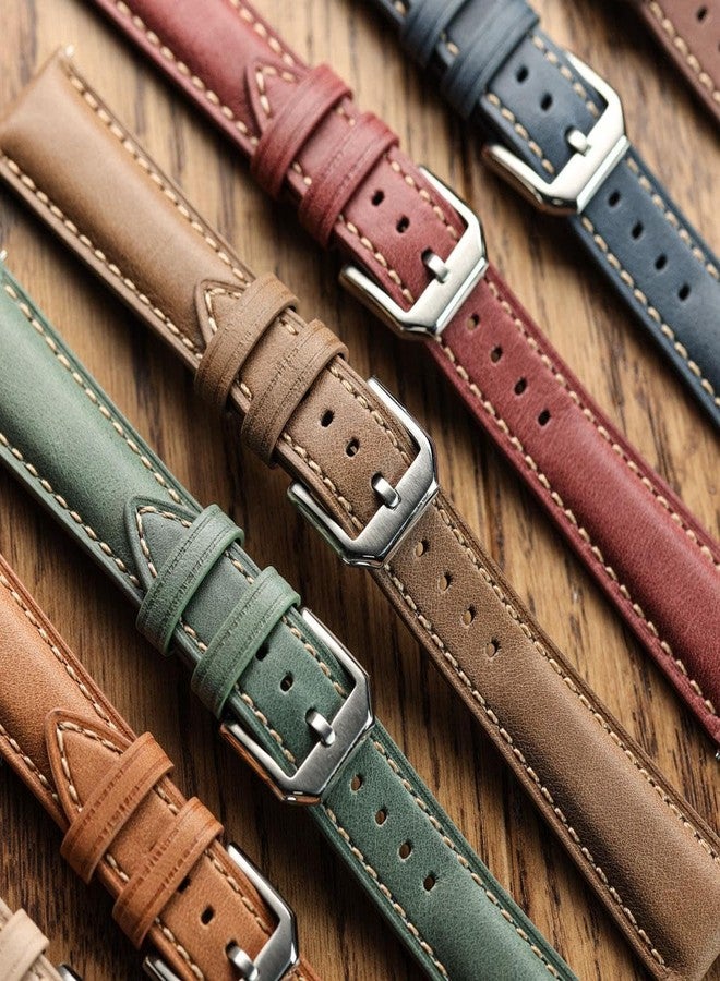 WatchGecko Whitby Vintage Padded Leather QR Watch Strap [Chestnut Brown, 22mm] - Image 4