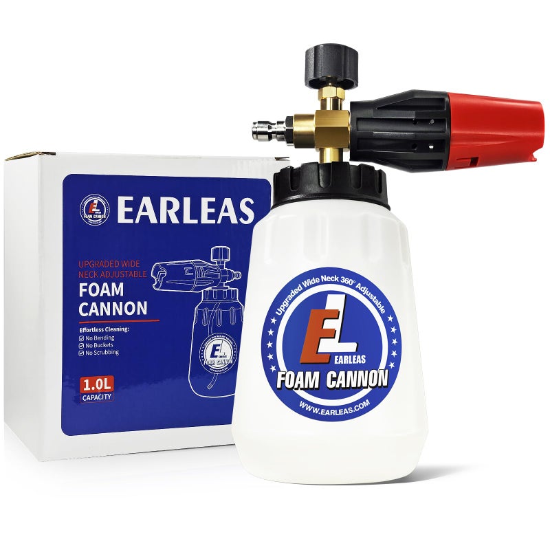 EARLEAS Foam Cannon for Pressure Washer, 1 Liter Bottle, 1/4 Inch Quick Connector, Professional Snow Foam Lance for Car, Glass, Wall, and Exterior Surface Cleaning - Image 1