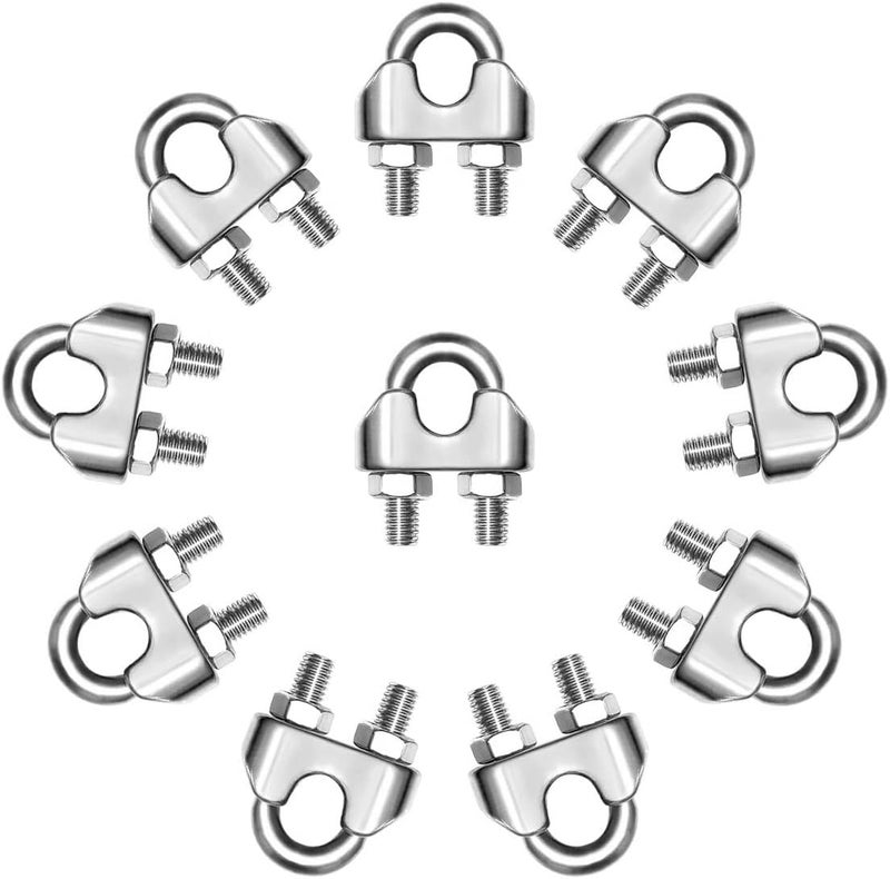 AUTMATCH M4 Wire Rope Cable Clip Clamp 5/32 Inch, 304 Stainless Steel U Bolt Saddle Fastener, 10 Pack - Image 1