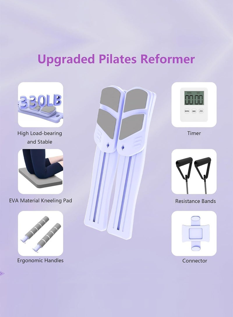 WinHolder Pilates Board for Home Workout - Upgraded 7 in 1 Portable Pilates Reformer Set, Multifunctional Ab Trainer with Resistance Bands & LED Timer, Pilates Board for Women Full Body Workout - Image 4