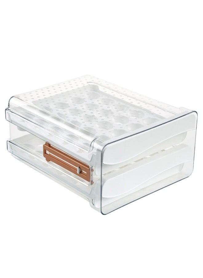 ماكدو حامل بيض شفاف من طبقتين، 40 شبكة، مع علامة زمنية ودرج - حاوية تخزين بيض PET مرئية للثلاجة والمطبخ والنزهات - متتبع النضارة، منظم ثلاجة موفر للمساحة للبيض، موزع بيض قابل للتكديس - Image 3