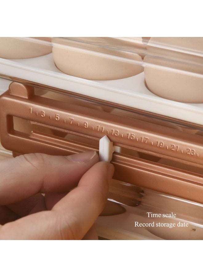 ماكدو حامل بيض شفاف من طبقتين، 40 شبكة، مع علامة زمنية ودرج - حاوية تخزين بيض PET مرئية للثلاجة والمطبخ والنزهات - متتبع النضارة، منظم ثلاجة موفر للمساحة للبيض، موزع بيض قابل للتكديس - Image 2