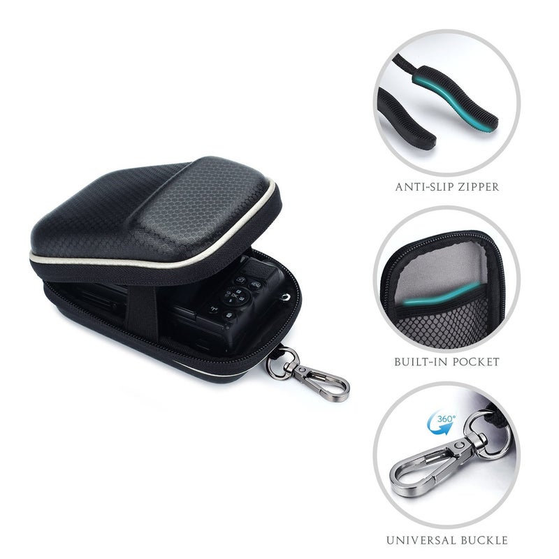 SUMAX حقيبة كاميرا رقمية مضادة للصدمات مصنوعة من EVA صلبة لحماية كاميرات كانون باور شوت SX730 HS G9 X نيكون COOLPIX A900 W100 باناسونيك لوميكس DMC TZ80 سوني سايبر شوت DSC WX500 HX90 RX100، سوداء - Image 4