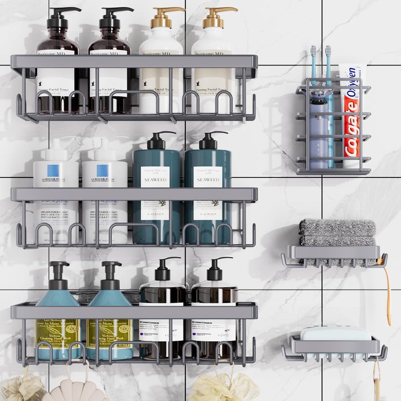 فيكن veken undarsive دش Caddy 6 عبوات ثقيلة تحمل أرفف دش مثبتة على الحائط الكبير رفوف رف - Image 1