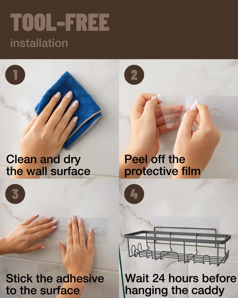 فيكن veken undarsive دش Caddy 6 عبوات ثقيلة تحمل أرفف دش مثبتة على الحائط الكبير رفوف رف - Image 5