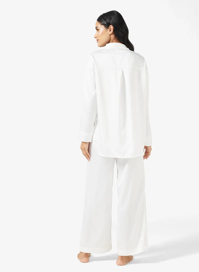 Ginger Satin Button Up Relaxed Fit Pyjama Set