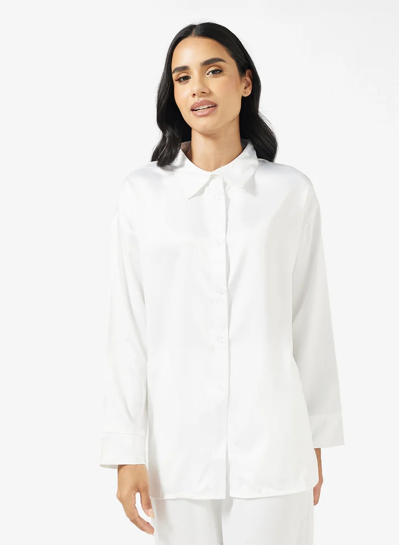 Ginger Satin Button Up Relaxed Fit Pyjama Set