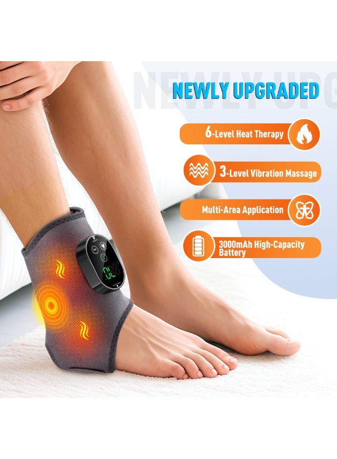 Wireless 3-in-1 Heated Ankle Massager with Vibration, 3 Vibration Modes & 6 Heat Levels, Portable Ankle Wrap for Achilles Tendonitis and Plantar Fasciitis Pain Relief at Home/Office - Image 2