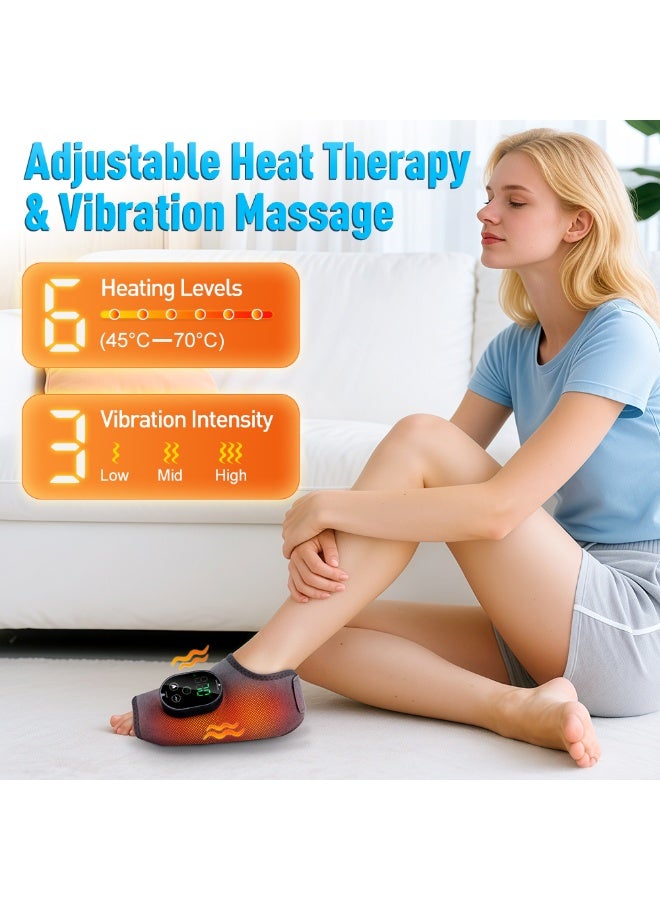 Wireless 3-in-1 Heated Ankle Massager with Vibration, 3 Vibration Modes & 6 Heat Levels, Portable Ankle Wrap for Achilles Tendonitis and Plantar Fasciitis Pain Relief at Home/Office - Image 5