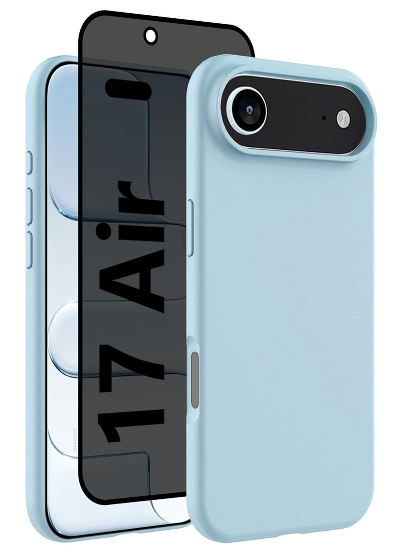 CATANES 2 Packs Silicone Protective Phone Case for iPhone 17 Air , Soft Anti-Scratch Microfiber Lining Ultra Slim Drop Protection Phone Cover with Privacy Screen Protector - Sky Blue - Image 1