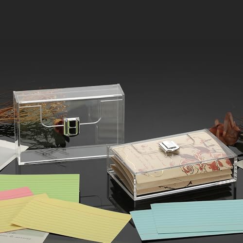 BTSKY 2 Pack Clear Acrylic Index Card Box for 3x5 Inch Cards, Holder Notecard Box Recipe Card Box Plastic Storage Organizer for Filling Index, Note Cards, Flashcards, Recipes - Image 5