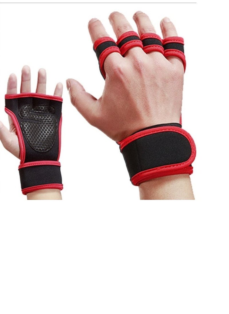 CHAMP KIT - CHAMPKIT Fitness Exercise and Weight Lifting Gloves with Pull Up Tabs,Conforms to Hand for a Luxurious Feel for Gym/Home Workouts, WeightLifting,Training and Exercise , Meduim Size, Red - Image 1