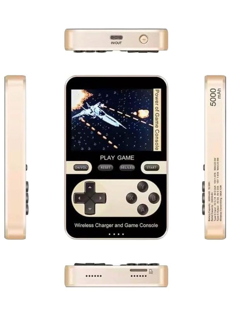 2-in-1 Retro Portable Game Console & 5000mAh Wireless Power Bank – Built-in 500 Classic Games, Magnetic USB-C Charging, Compatible with iPhone 13/14 and Android Retro portable game console 500 built-in games power bank Wireless charging power bank with games Game console power bank combo USB-C magnetic charging game device Classic arcade handheld gift Power bank for iPhone 13/14 with games Mini game console with 5000mAh - Image 3