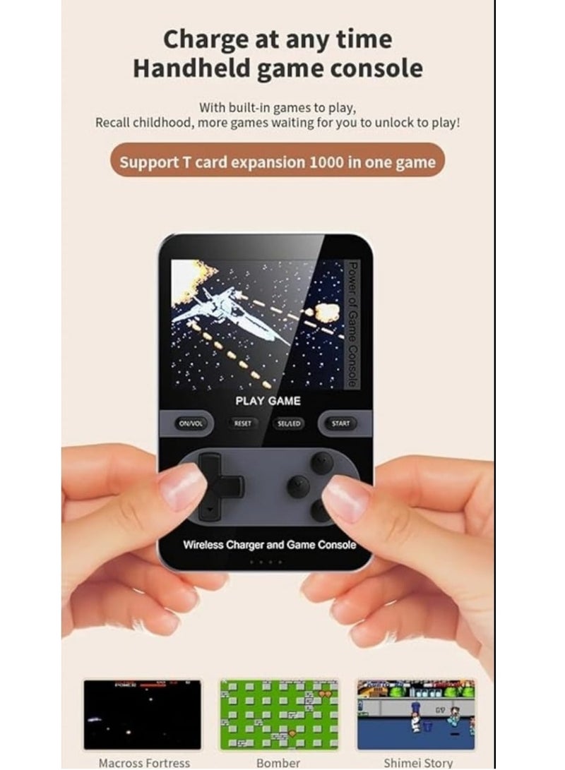 2-in-1 Retro Portable Game Console & 5000mAh Wireless Power Bank – Built-in 500 Classic Games, Magnetic USB-C Charging, Compatible with iPhone 13/14 and Android Retro portable game console 500 built-in games power bank Wireless charging power bank with games Game console power bank combo USB-C magnetic charging game device Classic arcade handheld gift Power bank for iPhone 13/14 with games Mini game console with 5000mAh - Image 4