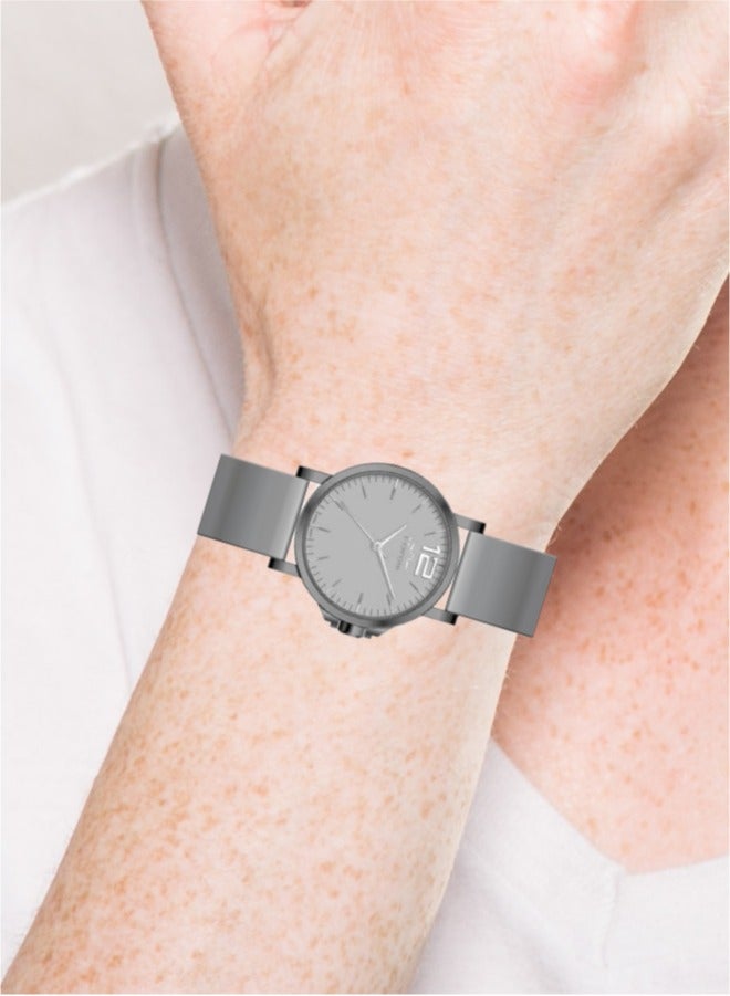 مارتيني ساعة مارتيني الرجالية الأنيقة مينا رمادية أنيقة وسوار جلدي رمادي مقاومة للماء مثالية للارتداء الكاجوال والرسمي - Image 2