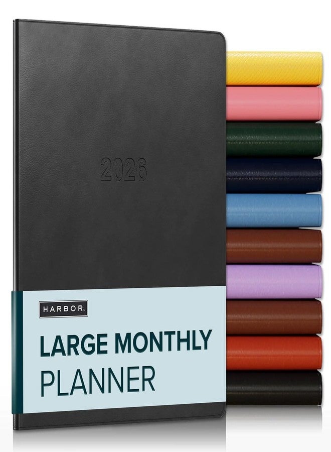 Harbor Large Monthly Planner 2026, Calendar Planner and Notebook, Durable Faux Leather, 14 Months, 96 Pages, Softcover & Lightweight - Cambridge Black - 9.75 x 7.5 " - Image 1