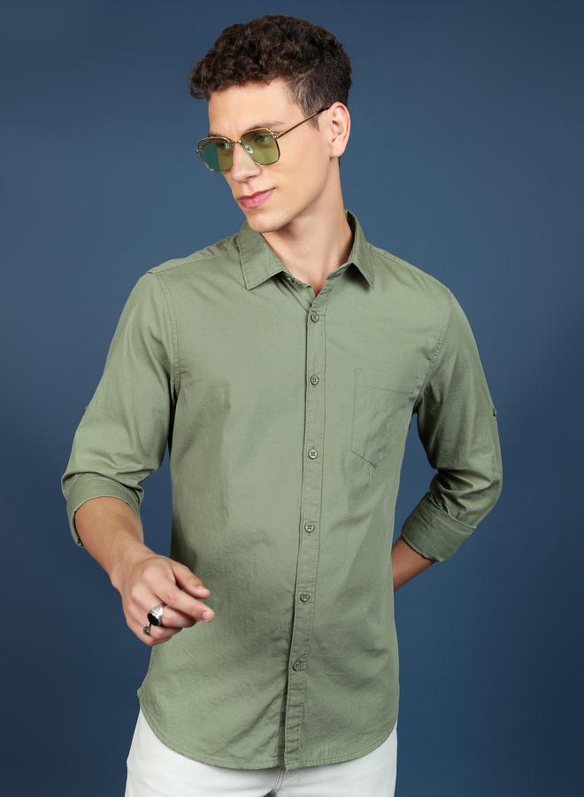 HIGHLANDER Slim Fit Cotton Casual Shirt - Image 1