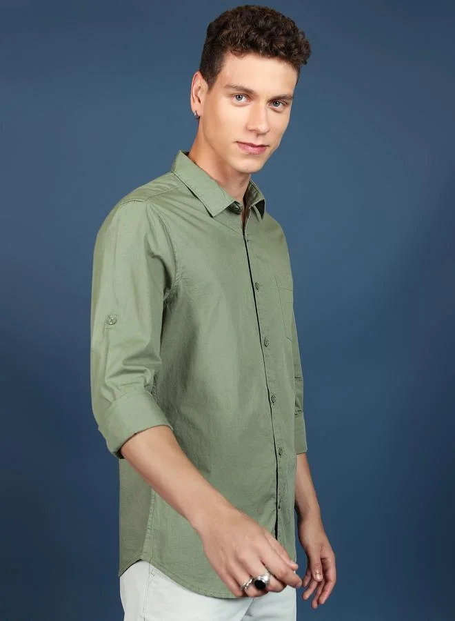HIGHLANDER HIGHLANDER Slim Fit Cotton Casual Shirt