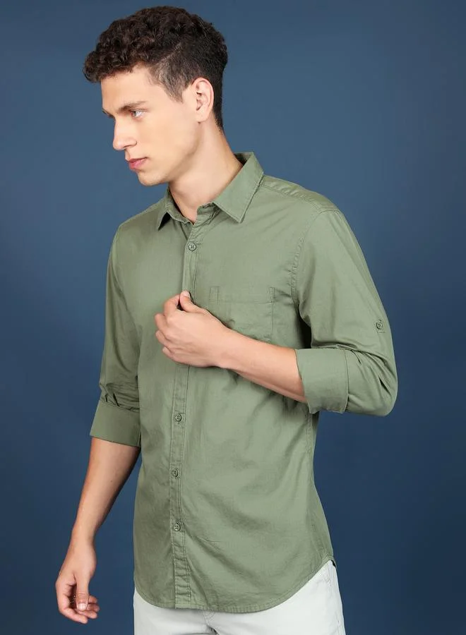 HIGHLANDER HIGHLANDER Slim Fit Cotton Casual Shirt